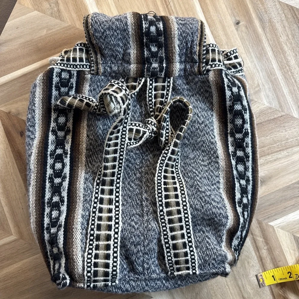 Peruvian Llama/Aplaca Wool‎ Soft Backpack Blue & Brown Boho Hippie Cabincore